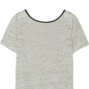 Alice + Olivia Cross Back Linen Tee w/Gray Trim
